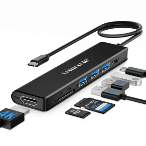 Lemorele (TC70) 7 in 1 Type-C TO {USB+Type-C+Micro SD Card+HDMI} HUB Metal