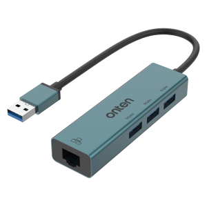 ONTEN (OTN-5221) 4-in-1 USB 3.0 Hub with Fast Ethernet Adapter – 3-Port USB Hub & RJ45 LAN Adapter