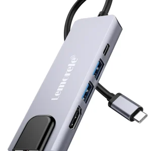 Lemorele (TC15PLUS) 5 in 1 Type-C TO {USB+Type-C+HDMI+LAN} HUB Metal