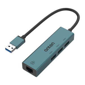 ONTEN (OTN-5220) 4-in-1 USB 3.0 Hub with Gigabit Ethernet Adapter – 3-Port USB Hub & RJ45 LAN Adapter