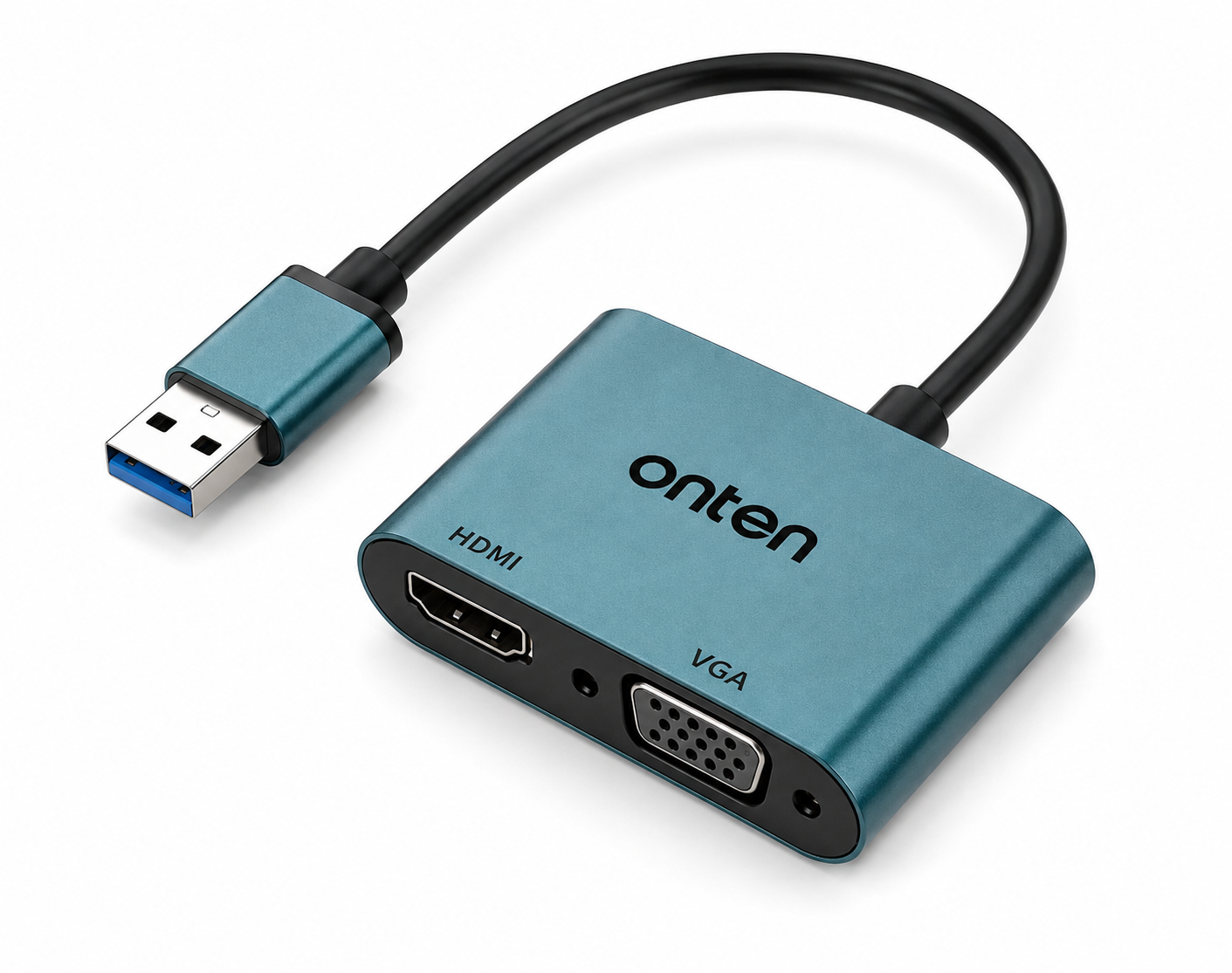 ONTEN OTN-5201 USB VGA Adapter 1080P Front ONTEN USB VGA Adapter OTN-5201 USB 3.0 to VGA 1080P front view