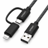 ONTEN USB Lightning Cable OTN-US37T 2-in-1 Lightning and USB-C 1M
