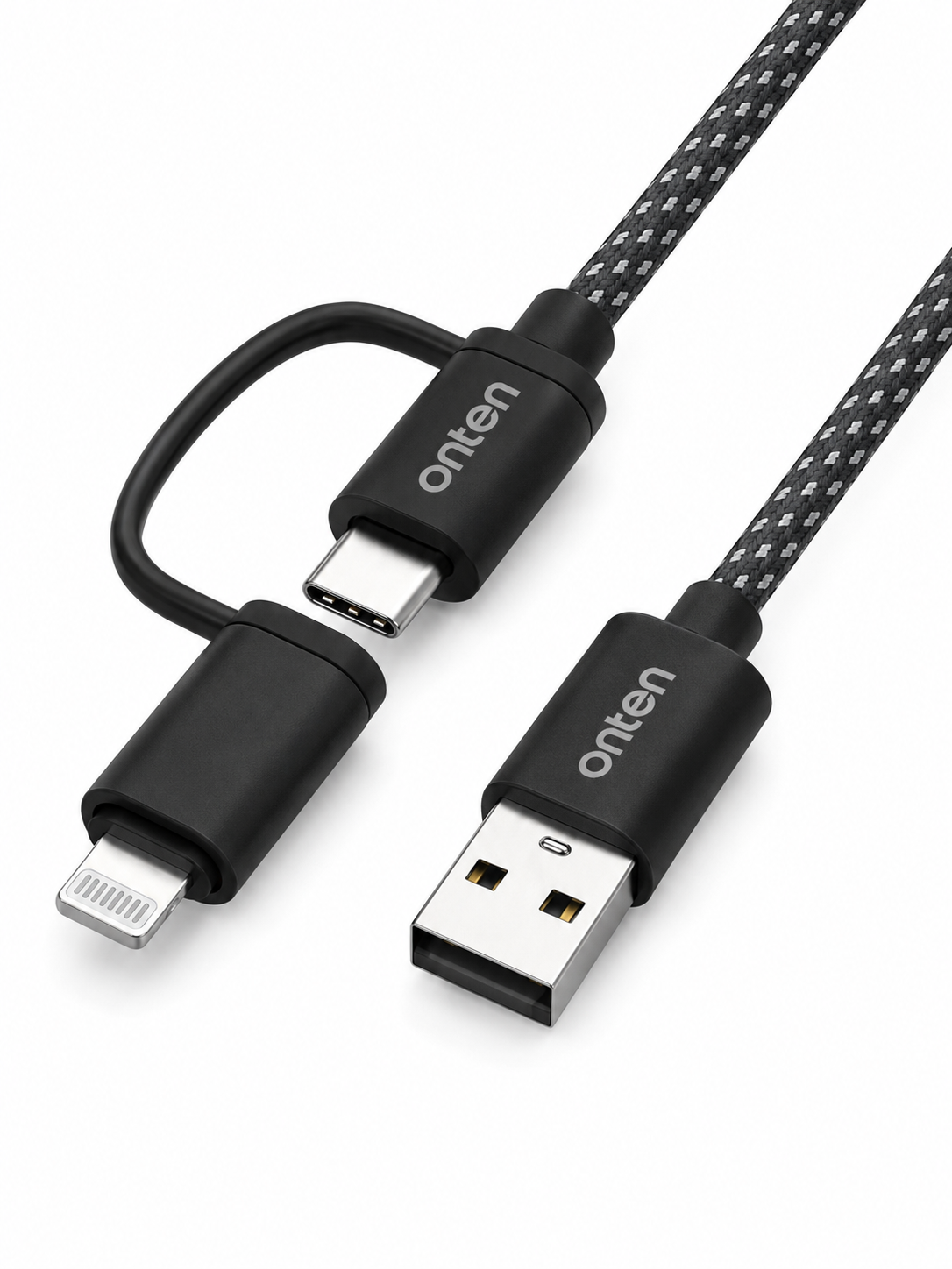 ONTEN OTN-US37T USB Lightning USB-C 2-in-1 Cable ONTEN USB Lightning Cable OTN-US37T 2-in-1 Lightning and USB-C 1M